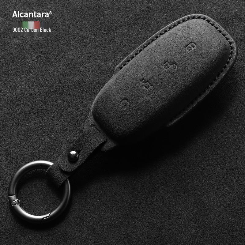 Full-Coverage Suede Key Case for BYD D9, N7, N8, and X with Side Snap Button