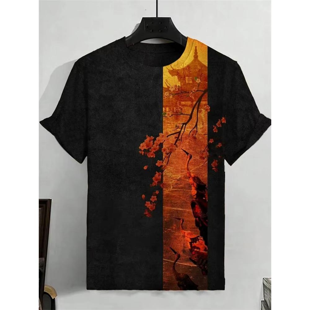 T-shirt Nouveau Style Japonais Encre Samouraï Impression 3D T-shirt Hommes Femmes Mode Hip Hop Manches Courtes Hauts T-shirts Vêtements Hommes
