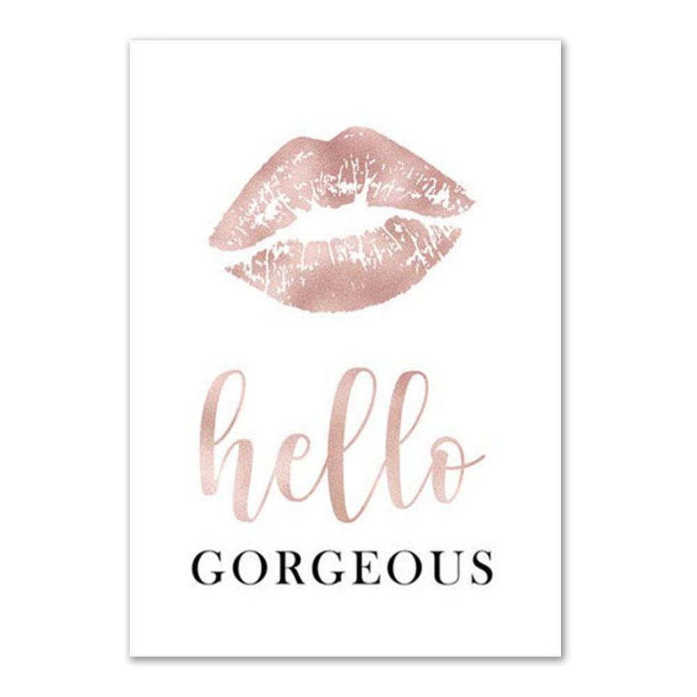 

Модная девушка с розовыми ногтями, руками, холстом, плакатом и принтом, макияжем, тенями для век, губами, ресницами, современная живопись, Настенный художественный декор, фотографии 21x30cm No Frame