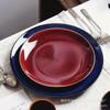 Japanese Retro Glazed Ceramic Round Dinner Plate Set Breakfast Salad Steak Dessert Microwave Safe Multiple Sizes Colors