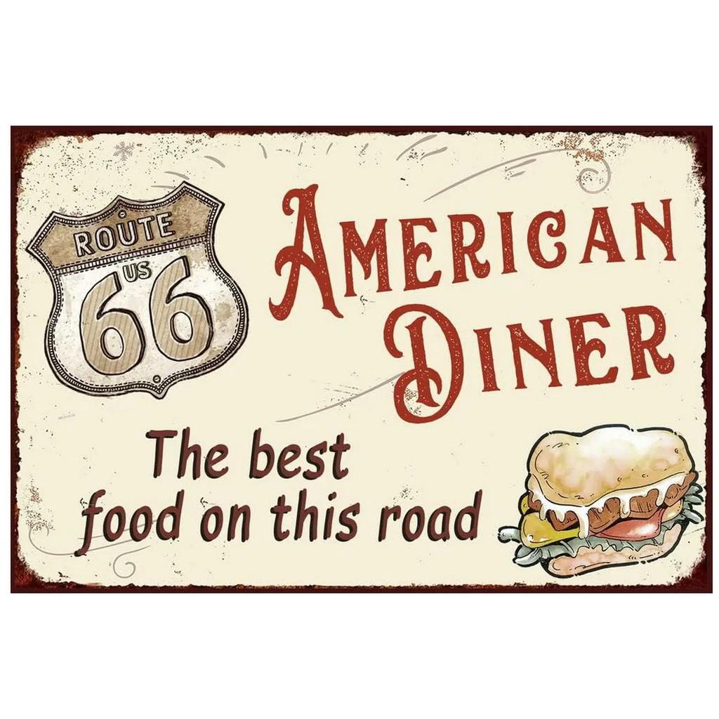 Vintage USA Route Metal Tin Signs Wall Art Posters Aluminum Plaque Sign for Garage Cafe Living Room Club Bar Decoration