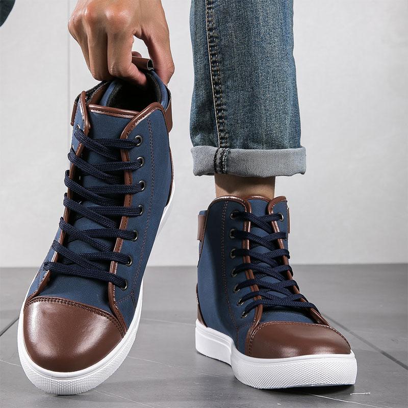 New Men's Casual Sneakers Big Size 48 Comfortable Platform Shoes Trend Lace-up Vulcanized Shoes Black Flats Sneakers Zapatillas
