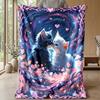 Rainbow Mermaid Cat Pattern Theme Blanket Lightweight Warm Flannel Blanket Decorative Throw Blanket for Home Decoration