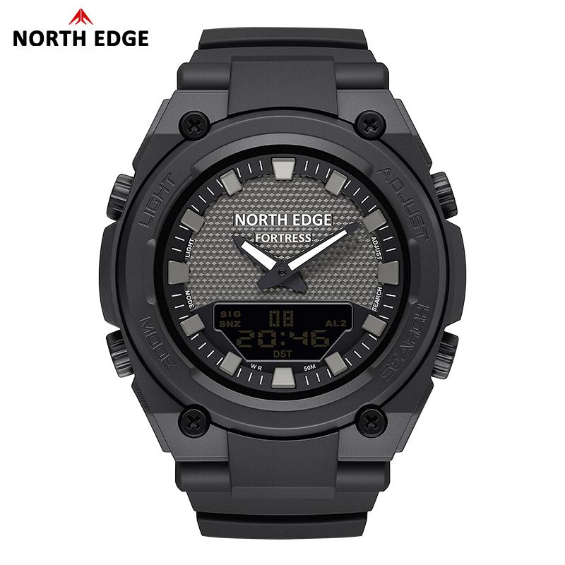 NORTH EDGE FORTRESS 2026 Men's Army Military Digital Watch Outdoor Sports Waterproof 50M Watches World Time Countdown LED Clock