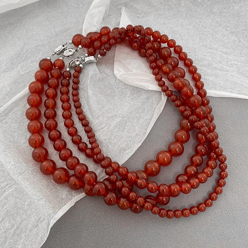 2024 High-End Natural Red Agate Clavicle Choker Necklace for Women: New Chinese National Style Accessory