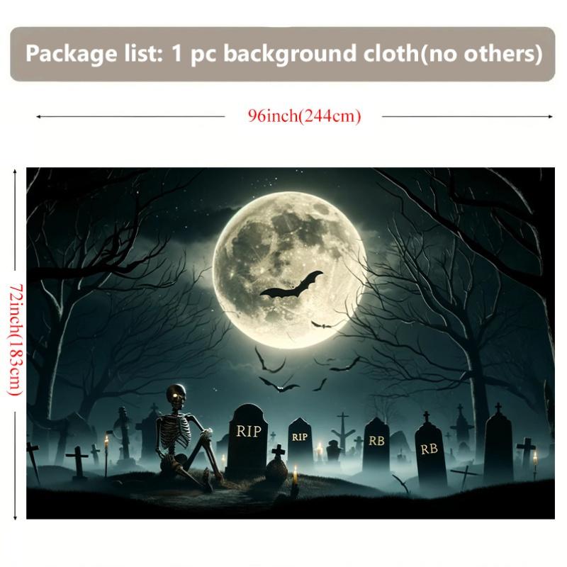 Background banner 1 piece a gloomy cemetery decorated with background fabric wall panels under the moonlight.zyc