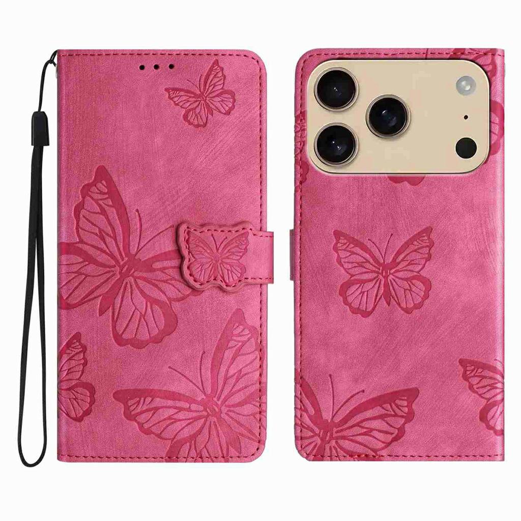 For iPhone 17 Pro Max Case Butterfly Design Flip Wallet Leather Phone Cover Skin-Touch