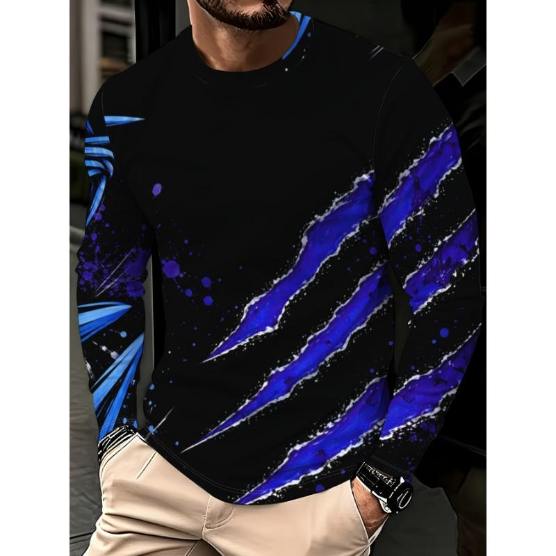 Men'S Casual Long Sleeve Round Neck T-Shirt, Regular Fit for Sports Training And Outdoor Activities, Soft Breathable Fashion Casual Top