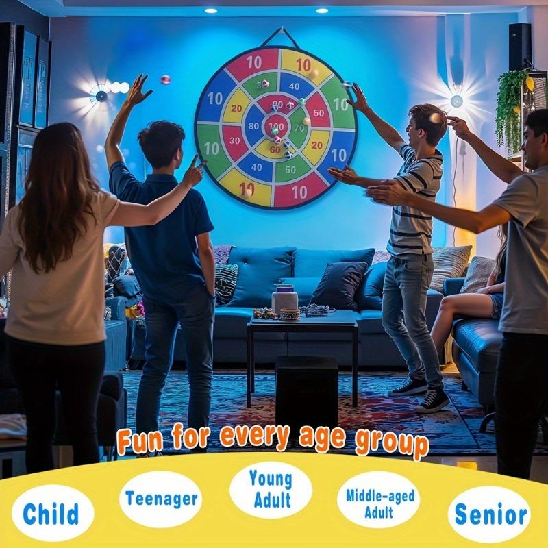 1SET Set Dartboard Mare pentru Tineret - Conține 12 săgeți colorate lipicioase pentru a îmbunătăți coordonarea ochi-mână și se pliază pentru portabilitate