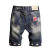Pánské ležérní a volné šortky s prošíváním s rozbitou dírkou Charakteristické pro nohy džínové šortky