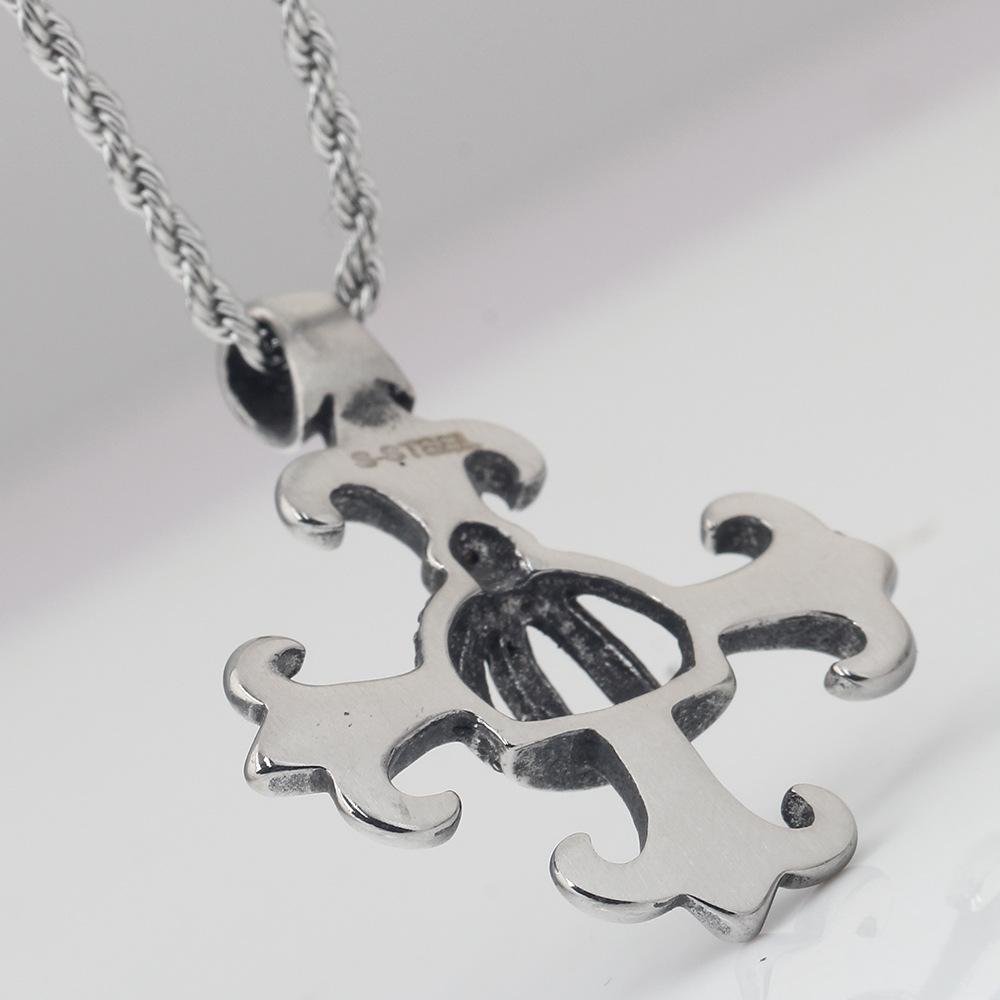 European and American Retro Distressed 31MM Twist Chain Cross Anchor Crown Shape Pendant Necklace