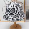 Autumn and winter leopard print plush bucket hat female retro face small imitation mink hair warm bucket hat versatile basin hat