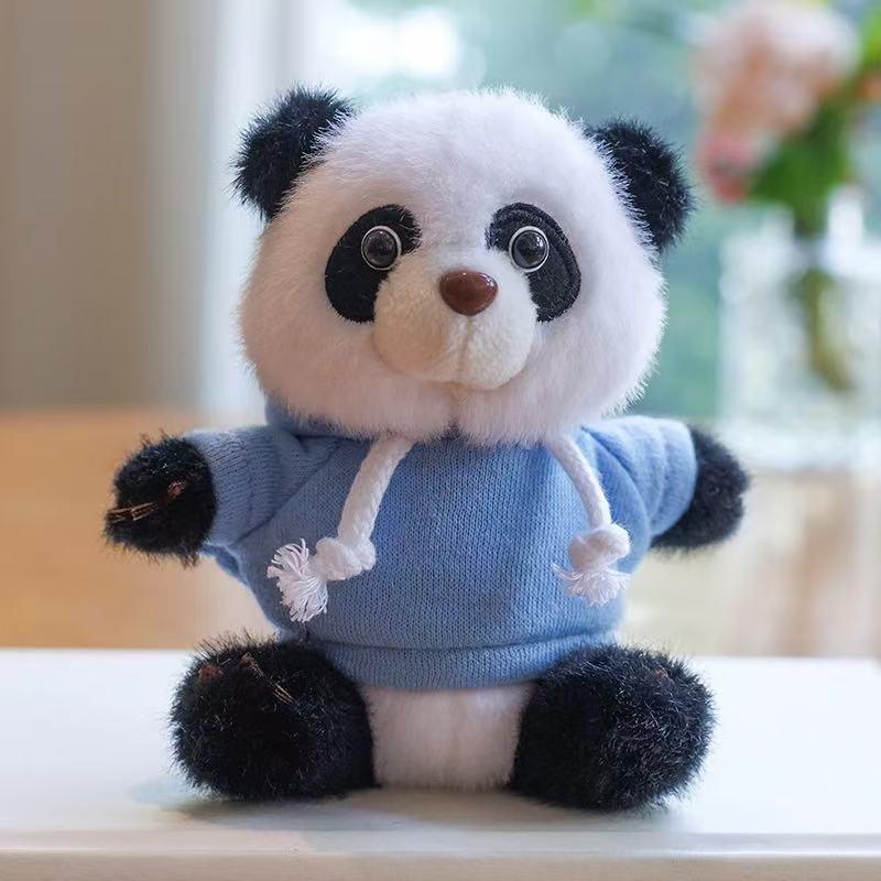 Panda Hoodie Doll Keychain - Plush Toy with Logo