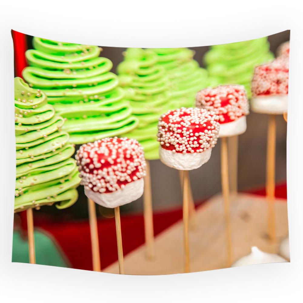 Weihnachtsmann Elch Weihnachtsdekoration gedrucktes Muster Wandteppich Heim Wohnzimmer Schlafzimmer Raumdekoration hängender Wandteppich