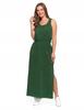Women's Maxi Cotton Dress Comfortable with Side Slit Loose MORAJ L GREEN
