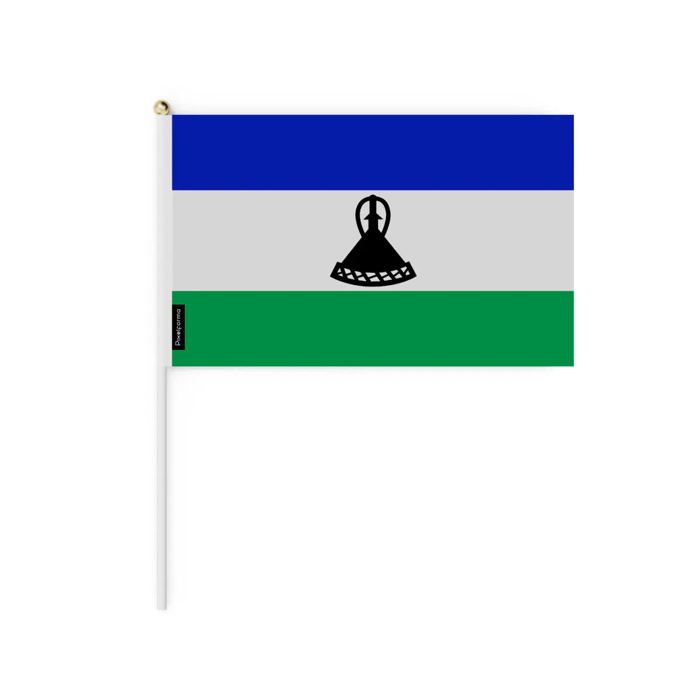 Drapeau Miniature - Lesotho - 20 X 30 Cm - 50 Pièces - Polyester - Utilisation Extérieure