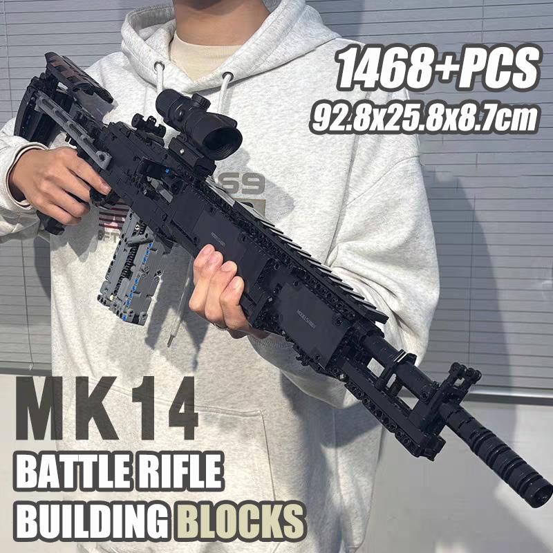 Military Gun MK14 Battle Rifle Army M24 Sniper Rifle Model Building Blocks Set Weapon Bricks Kits Toys For Children Boys Gifts
