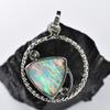925 Sterling Silver CERTIFIED Natural Opal Trillion 30 Ct Gemstone Pendant