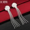 925 Sterling Silver Rose Bead Pendant Earrings - Exquisite Gift Jewelry