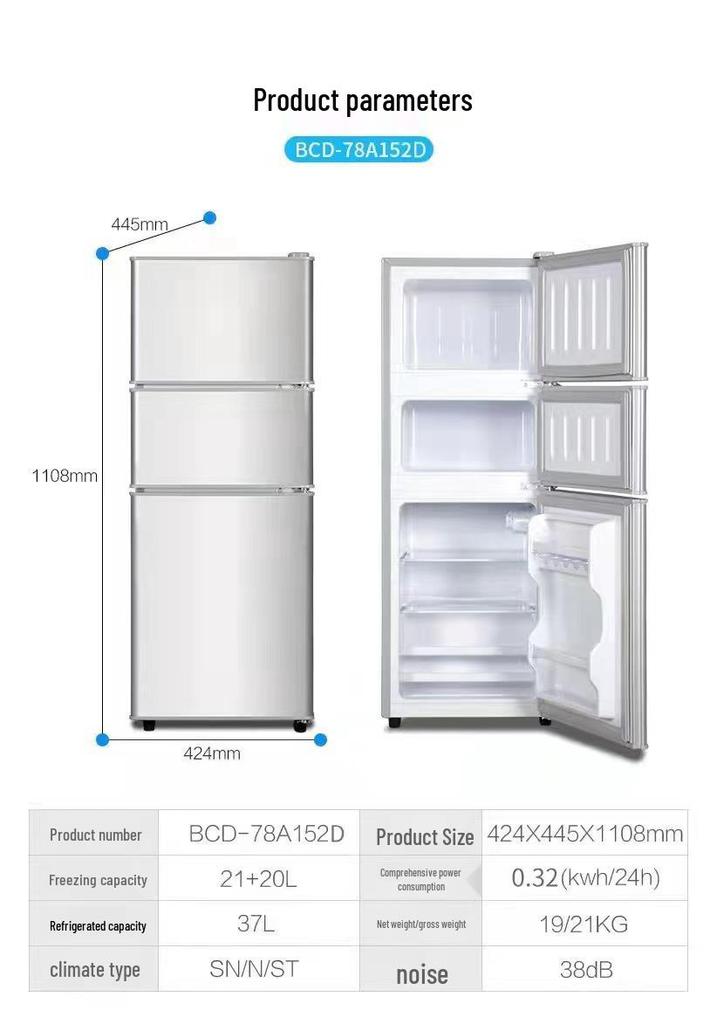 Two-Door Three-Door Large Capacity Refrigerator for Single Adults and Apartments