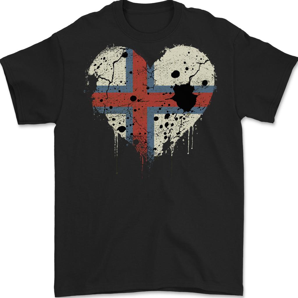 Love Flag Faroe Islands Football Mens T-Shirt 100% Cotton