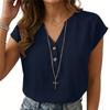 Women’s Casual Loose Fit Button Front Short Sleeve Blouse Relaxed V Neck Lightweight Top Suitable for Everyday Wear