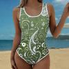 Summer Sexy  Stripe  Printed One-piece Swimsuit Slim Fit , Deep U-back Design, Beach Pool Vacation Eye-catching Fashion Swimsuit