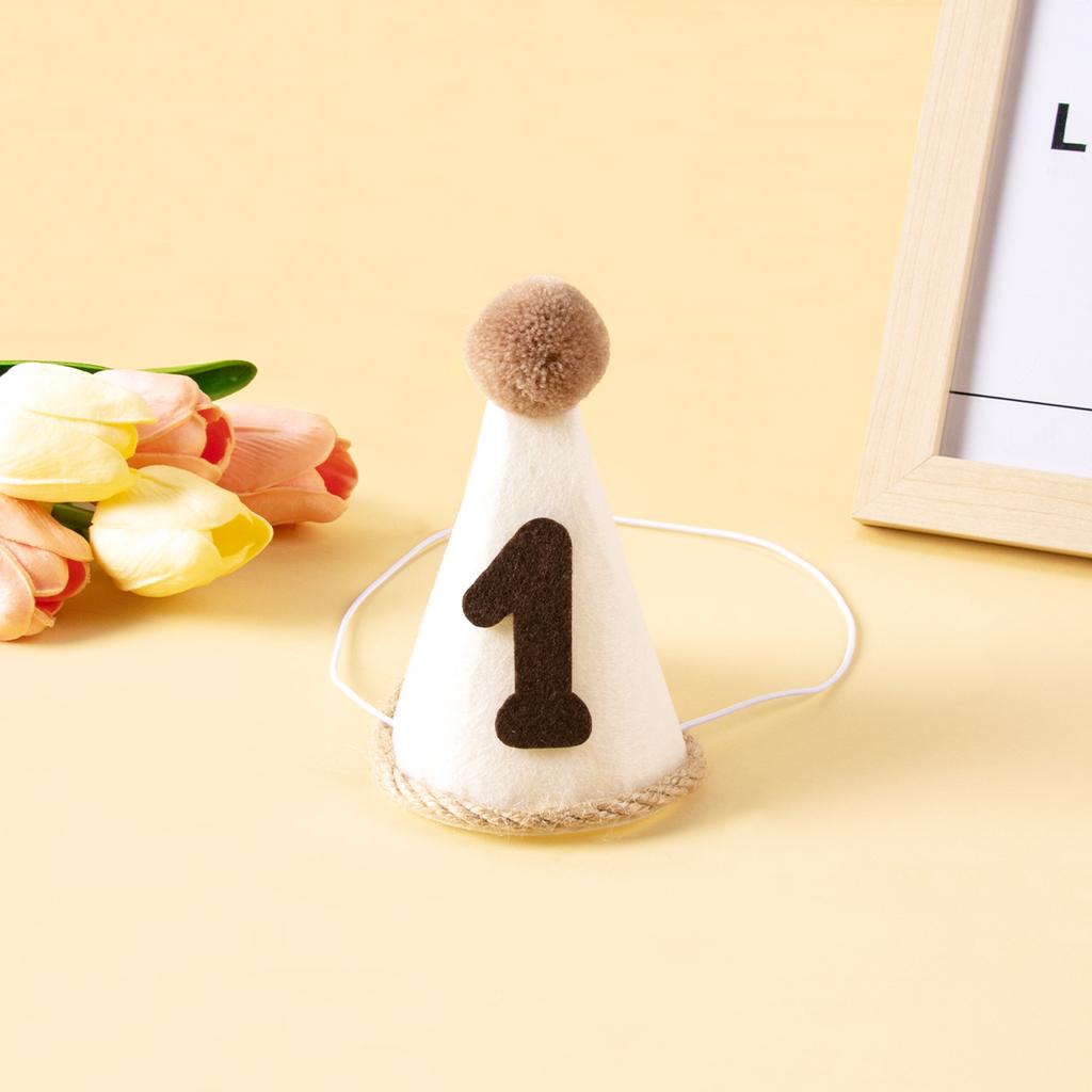 Brązowy Filcowy Baner Znak Happy Birthday Boho 1. 2. Urodziny Dekoracja Szurek Sznurek Wisząca Flaga Numer Dekor Dziecko Baby Shower