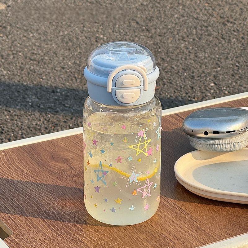 Water bottle simple ins cute high value straw cup female summer student adult girl plastic small portable water cup