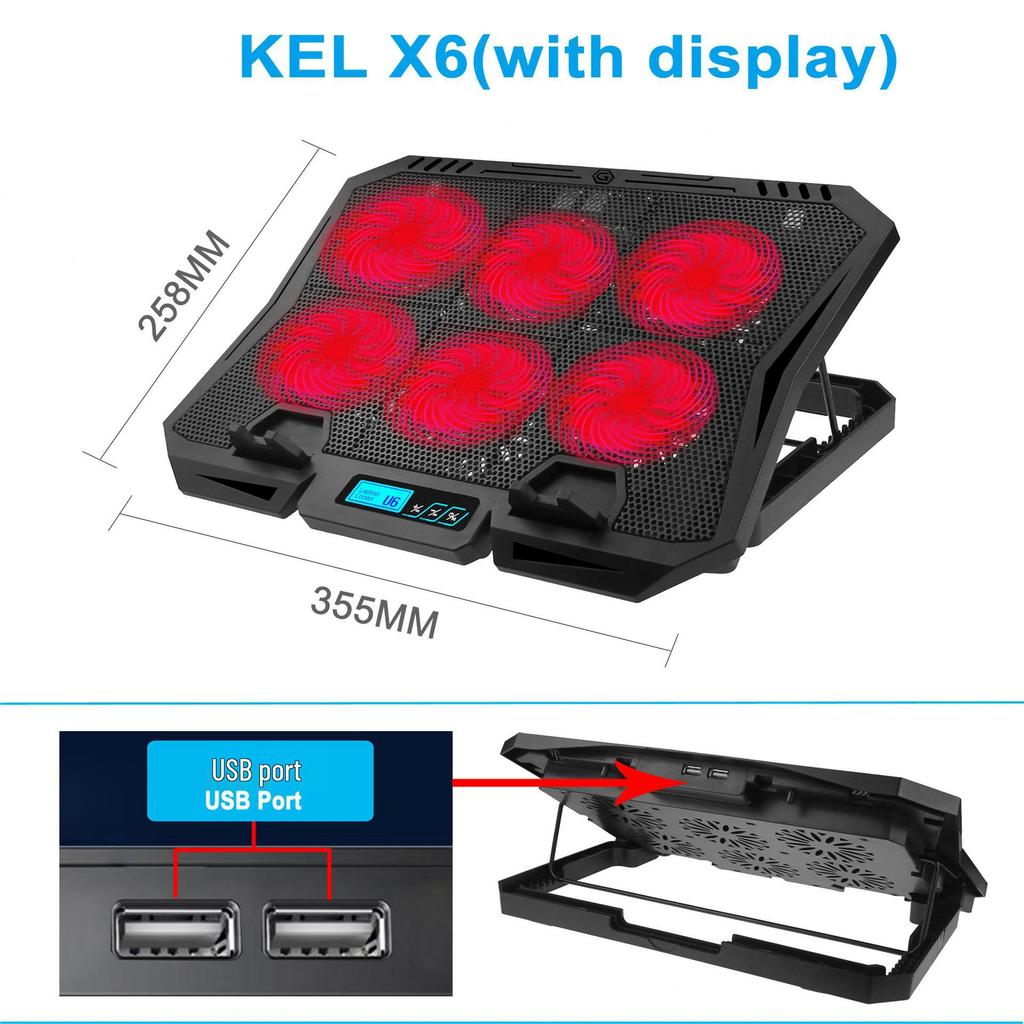 X6A Laptop Radiator: 7-Speed Height-Adjustable Cooling Fan Stand with Display Base