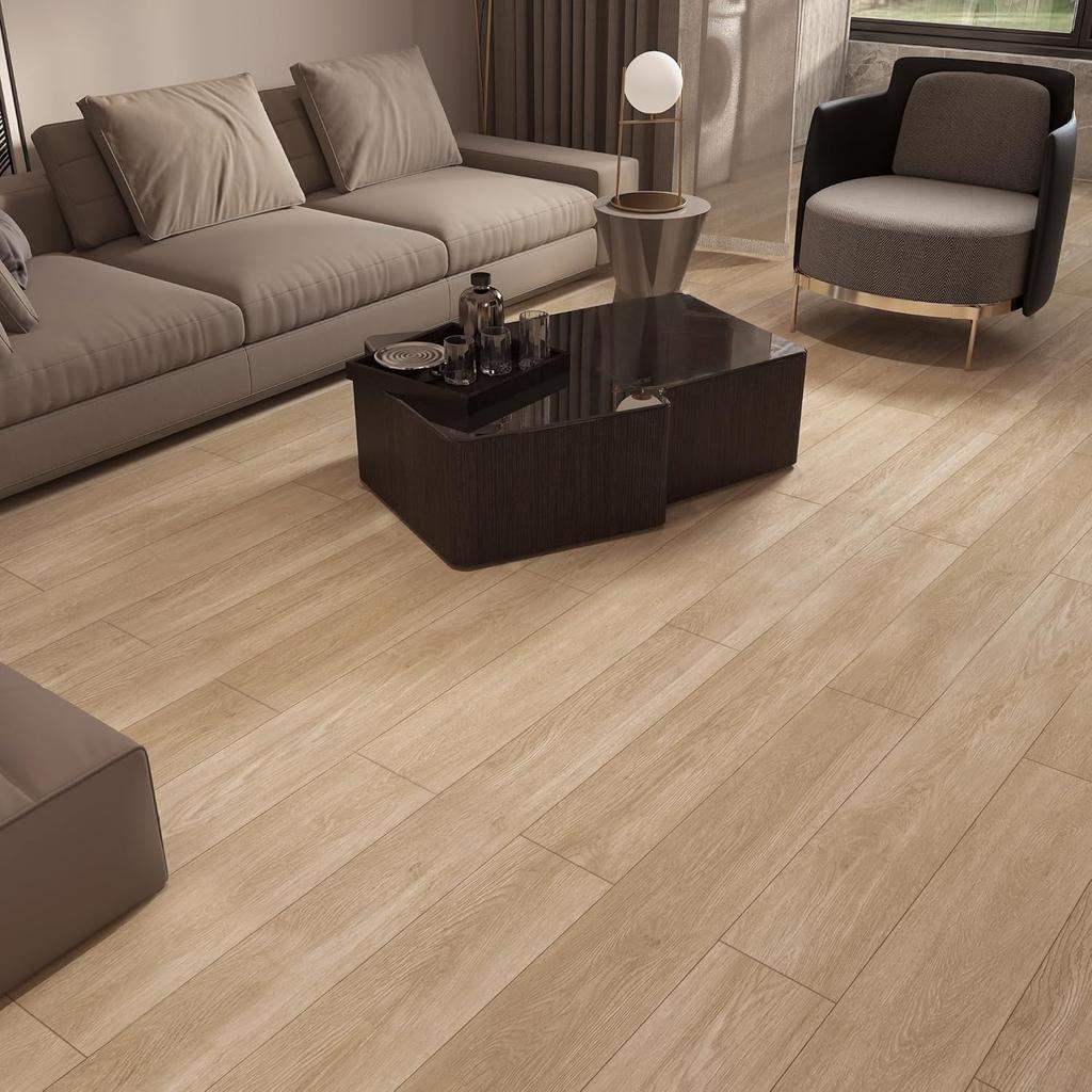 1 Roll 40X300CM Wide Vinyl Flooring Roll  Self-Adhesive, Wood Grain Floor Tiles Peel and Stick Floor Stickers Durable Easy