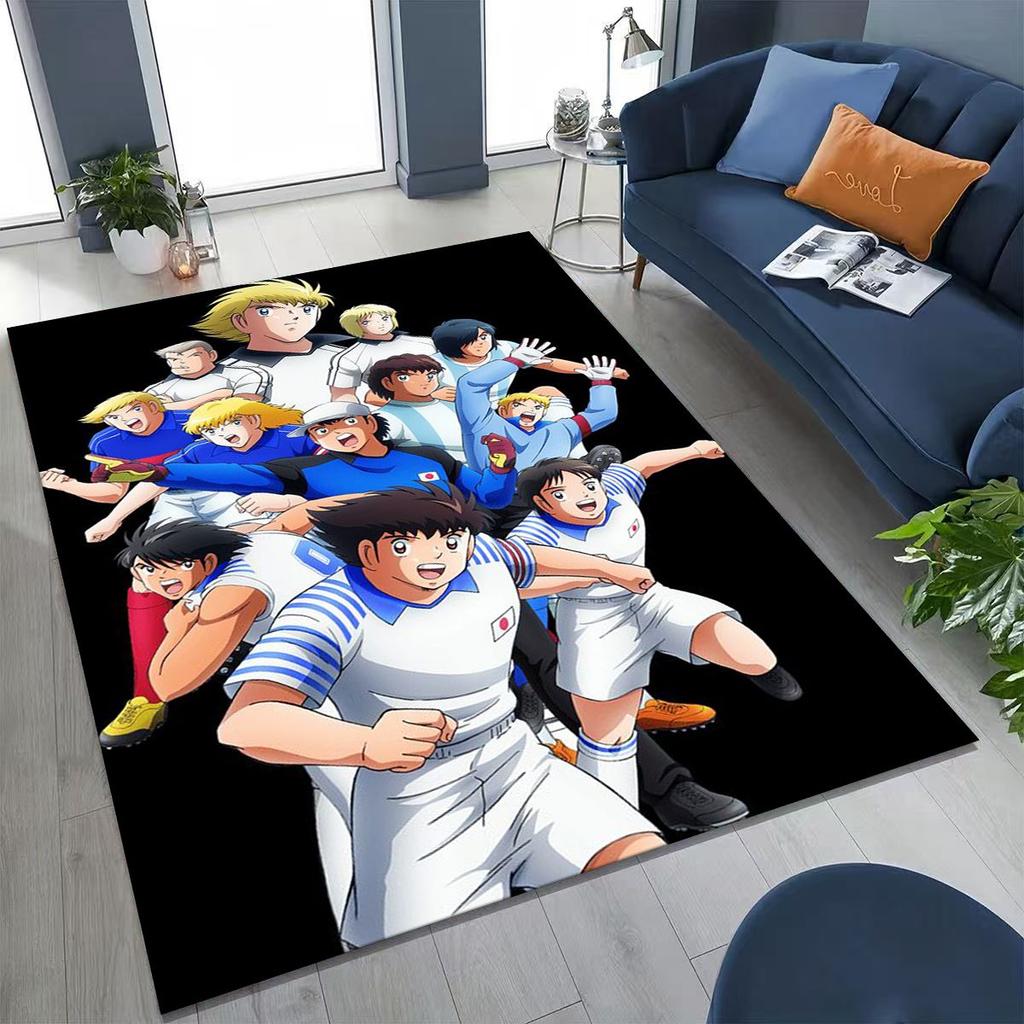Captain Ozora Tsubasa Cartoon Football Rug for Bedroom Living Room Sofa Home Doormat Decor, Large Kids Play Non-slip Floor Mat