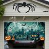 Halloween garage banner polyester terrifying skull lightning black cat pumpkin lantern bat dead tree big hand pattern