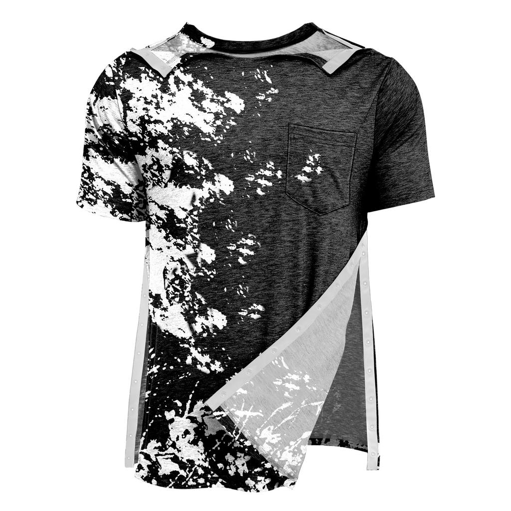 Men's Tie- Adaptive Shirt with -Away Short Sleeves and Full Front Closure