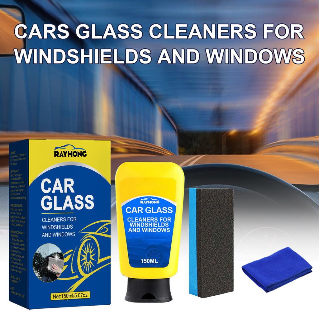 Anti-Glare 150ml Car Glass Oil Film Remover Paste Glass Coating Cleaning Agent Waterproof Glass Window Cleaner Cream With Sponge