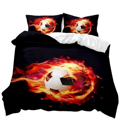 Set cuvertură de pilota Fotbal Fotbal cu foc Abstract Concept Art Design Set lenjerie de pat dublu Queen King Husă din poliester