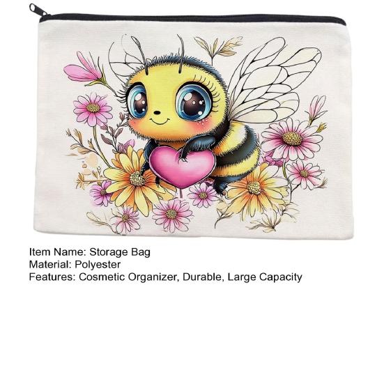 yangyizhi Cosmetic Storage Bag, Multi-Purpose Zipper Makeup Pouch, Tear-Resistant Splash-Proof Organizer, for Toiletries Pens Stationery Small Items