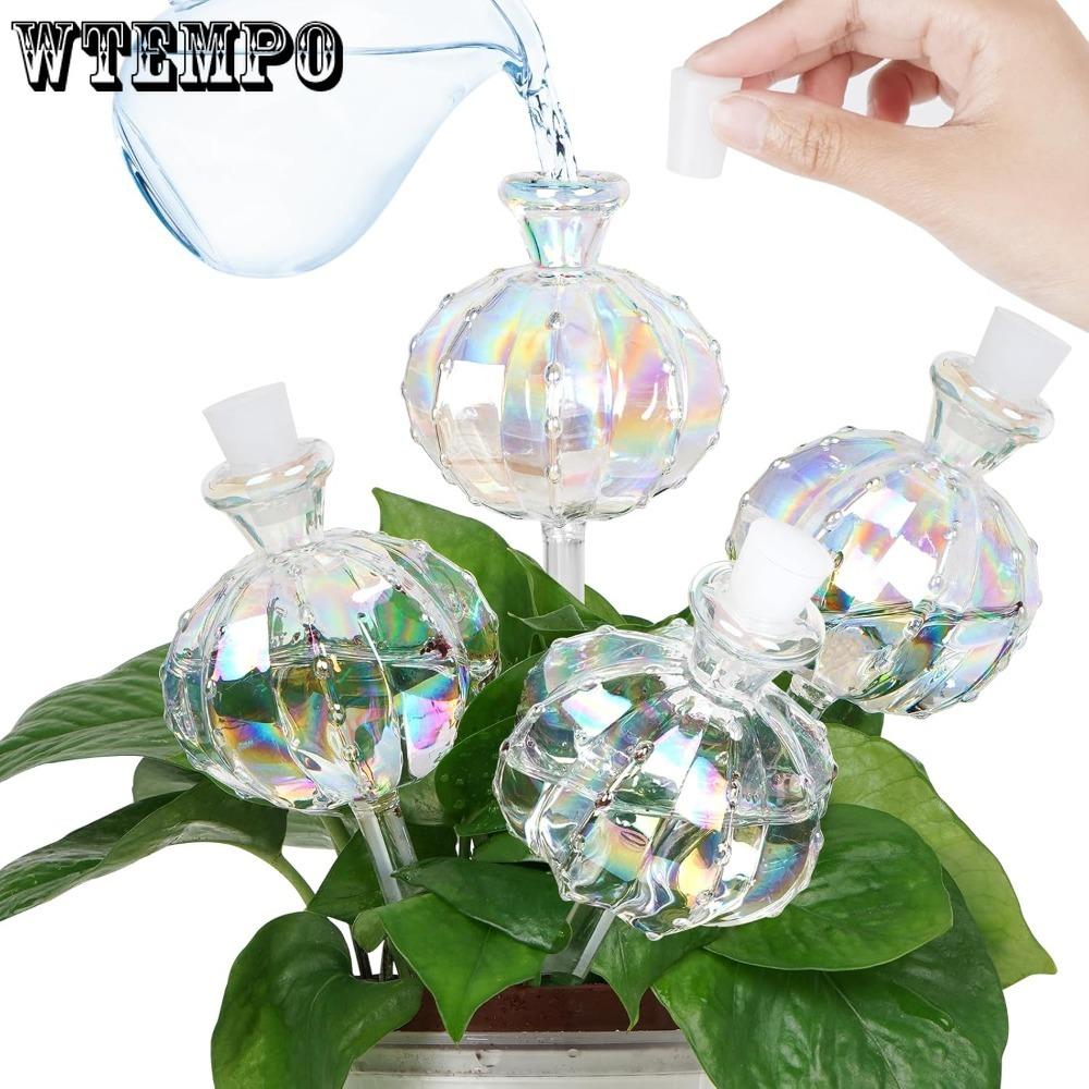 4pcs Self Watering Planter Insert Plant Watering Devices Plant Watering Bulbs Plant Watering Globes Rainbow Colors Cactus Shape Self Watering Globes