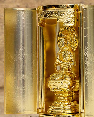 Buddhist Statue of Seishi Bodhisattva In a Shrine (gold Plated/24k Gold) by Sculptor Keishu Watanabe. Original Model (born In the Year of the Horse).