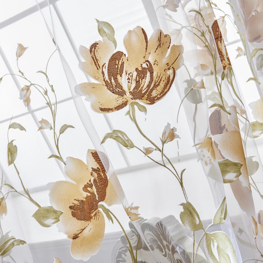 100x130/100x200cm Vines Leaves Tulle Door Window Curtain Drape Panel Sheer Scarf Valances, Pretty Indoor Windows Decoration