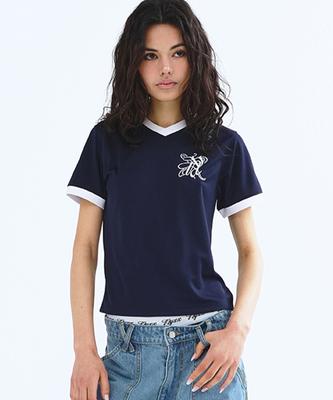 NYXX V-Neck Ringer Tee Navy