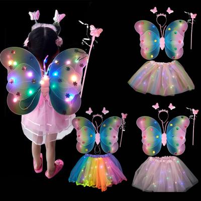 1 Juego de alas de Mariposa luminosa, conjunto de alas brillantes para niños, disfraz de Halloween, decoración de fiesta