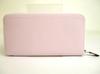 Authentic HERMES Lignt Pink Veau Epson SILK\'IN LINE Round Zip Wallet Azap Long #a817  Refurbished