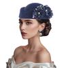 Cappello Pillbox da Donna Fiori Berretti Vintage Britannici in Feltro Cappellino per Chiesa Festa del Tè Accessorio