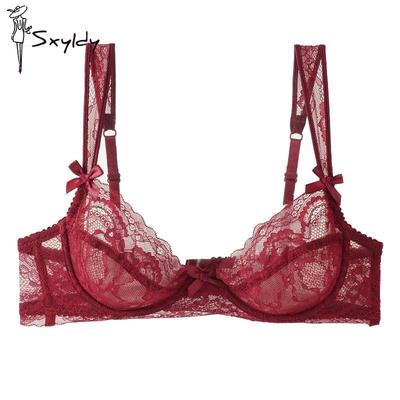 Sommer Ultradünne Spitze Floral BHs Damen Sexy Unterwäsche Französisch Romantisch Push Up Büstenhalter Schleifendetail Weiblich Atmungsaktive BHs