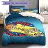 The Magic School Bus Cartoon Pattern Duvet and Pillowcases,1 Duvet Cover with 2 Pillowcases, No Core,Son Gift,Daughter Gift