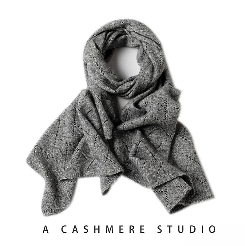 New cashmere scarf, women's short Korean version of autumn and winter warm neck protection knitted versatile hollow scarf