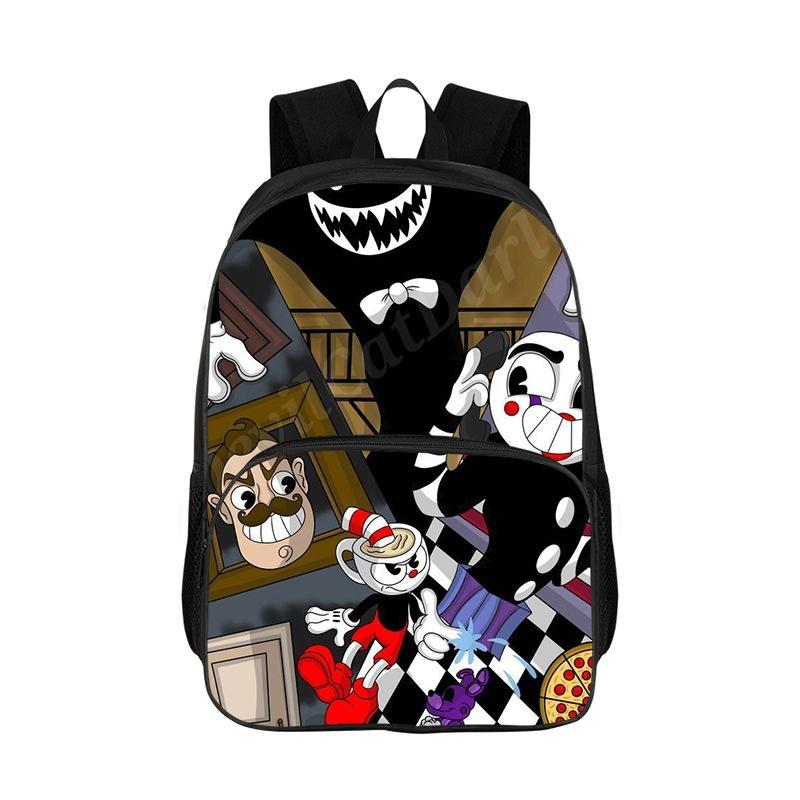 Groene kat Regretevator Gnarpy driedelig set Rugzak Comic basisschool rugzak Sling Tote Etui