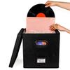 Vinyl Record Storage Box for Up To 50pcs 12-Inch Albums Records Crate LP Album Storage Fabric Storage Boxes with Lids