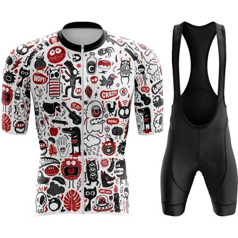 2026 Summer Breathable Cycling Suit Set Pro Team Cycling Clothing Man's MTB Bike Suit Short Sleeve Bike Clothes Ropa Ciclismo Hombre Cartoon